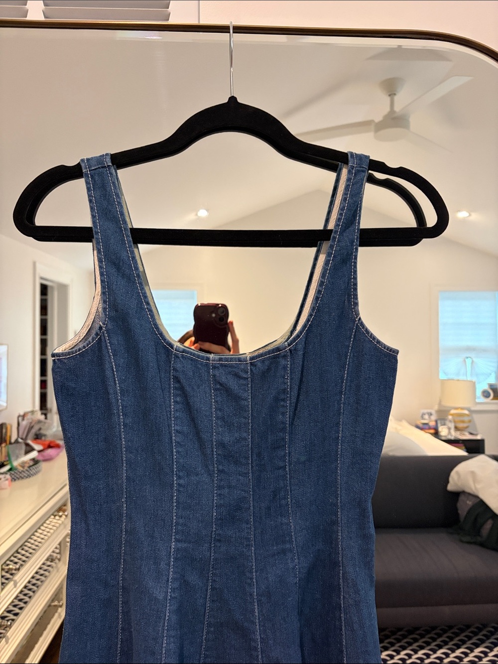 STAUD Blue Denim Fit-and-Flare Mini Dress - Picture 4 of 8